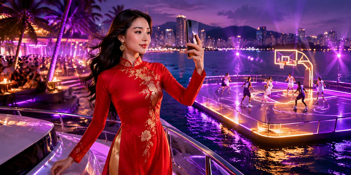 Cảnh Nha Trang về đêm với người chơi trải nghiệm jackpot trên điện thoại